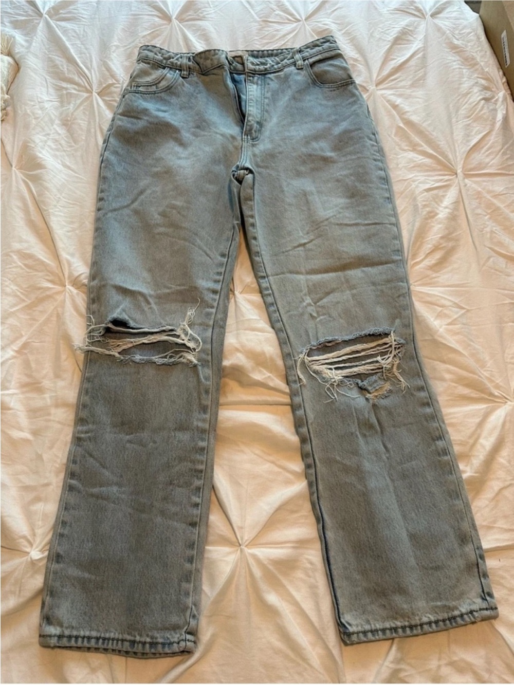 ROLLA'S Gray Distressed Straight Leg Jeans